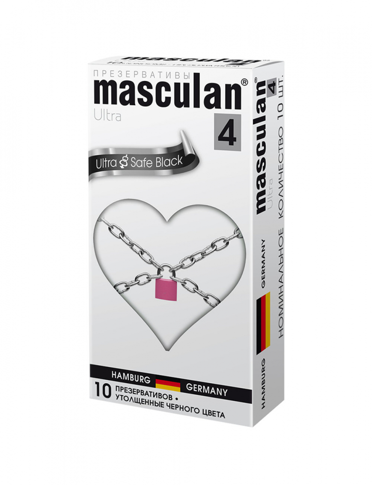 Презервативы "Masculan Ultra&Strong" черные, анальные, 10шт 
