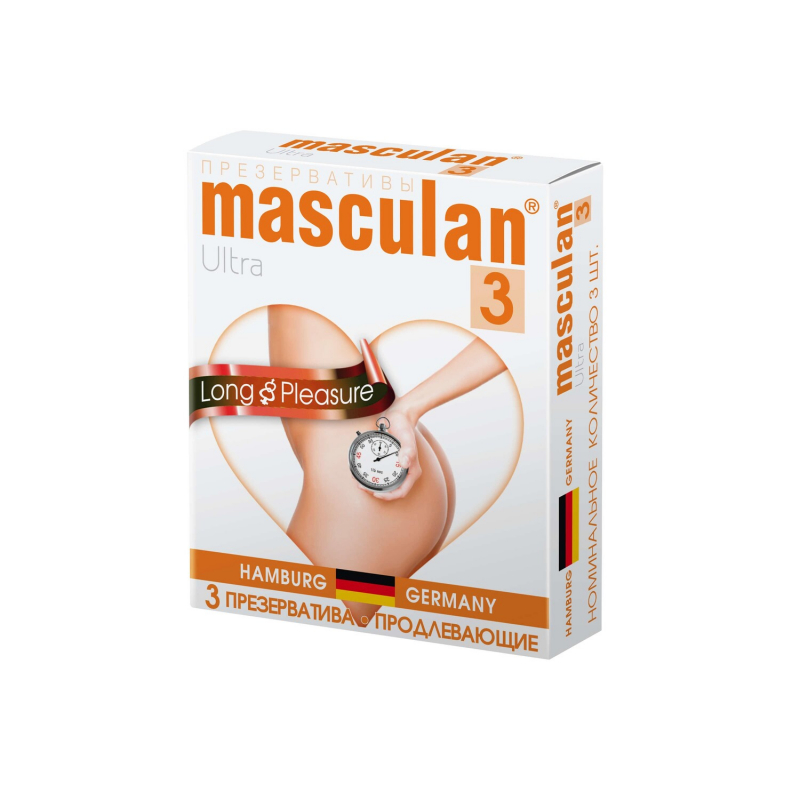 Презервативы "Masculan Long Game" розовые, продлевающие время акта, 3шт 