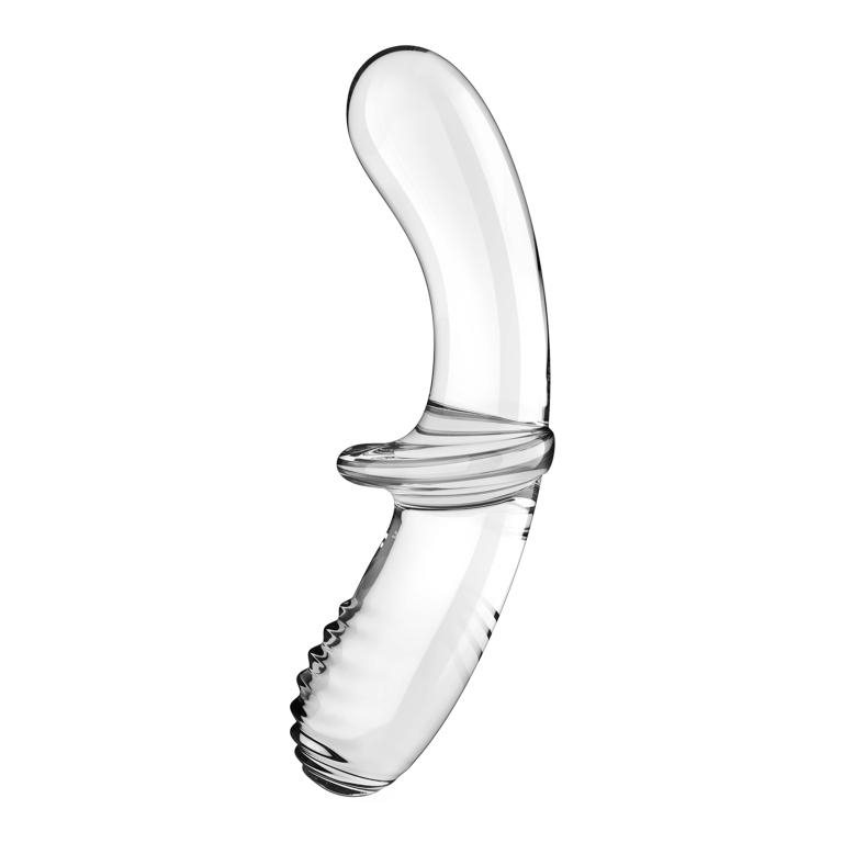Фаллоимитатор двусторонний "Satisfyer Double Crystal" супер рельеф, стекло 